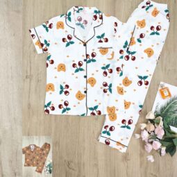Buineshop - Cool Herubine fabric Pajamas with cherry printed for Women - Buineshop